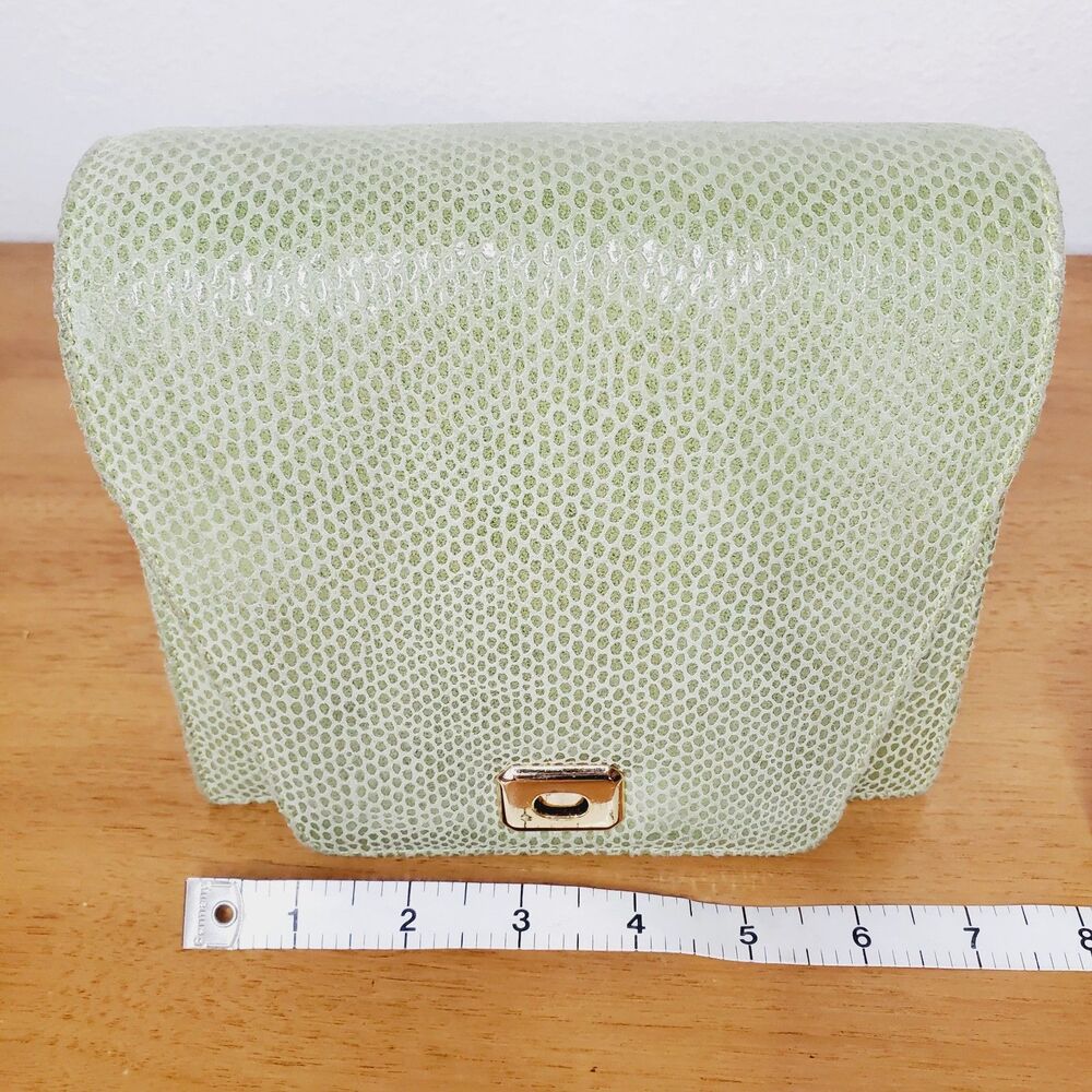 VTG OHHHH ASHLEY Mini Green Leather Purse Womens Crossbody Bag Cute Chic Chain - Picture 9 of 10